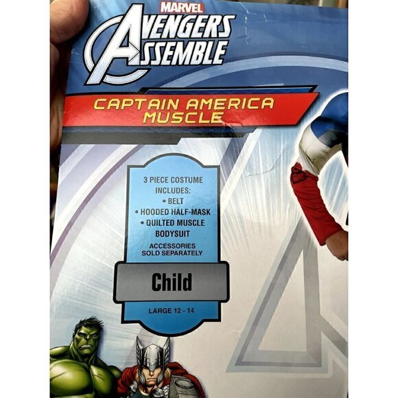 Classic Captain America Muscle Costume, Super Hero Child Large 12-14 - Picture 2 of 4